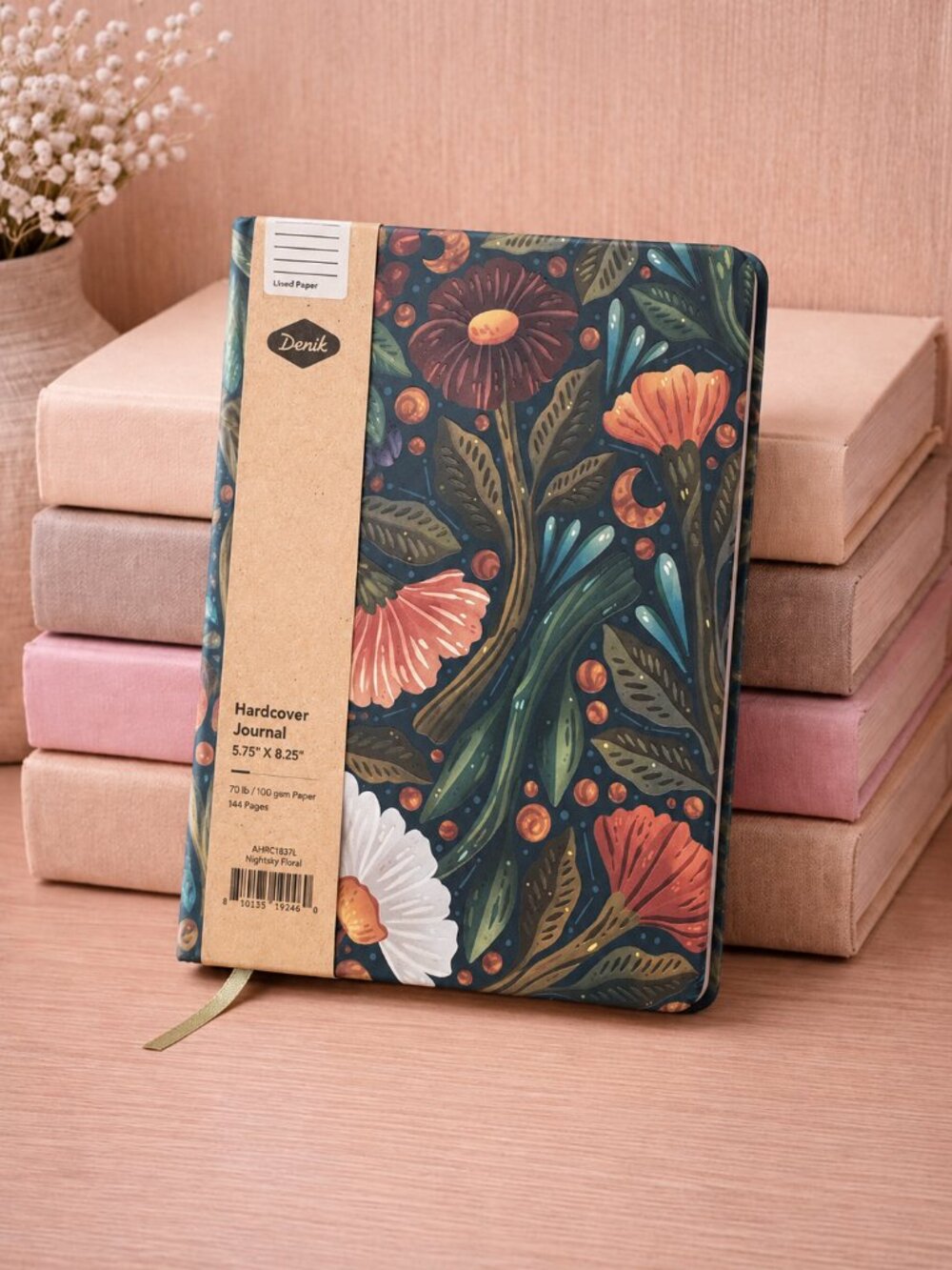 Nightsky Floral Hardcover Journal 5.75" X 8.25" 144 Lined Pages NEW